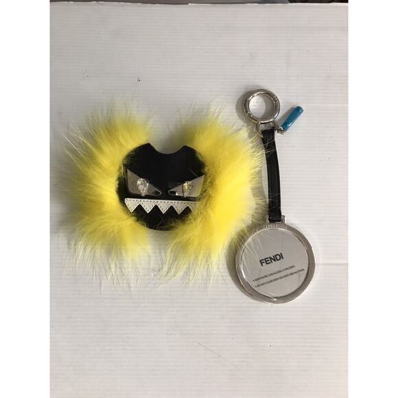 New FENDI Monster Black & Yellow Mirror Keychain - Picture 2 of 7